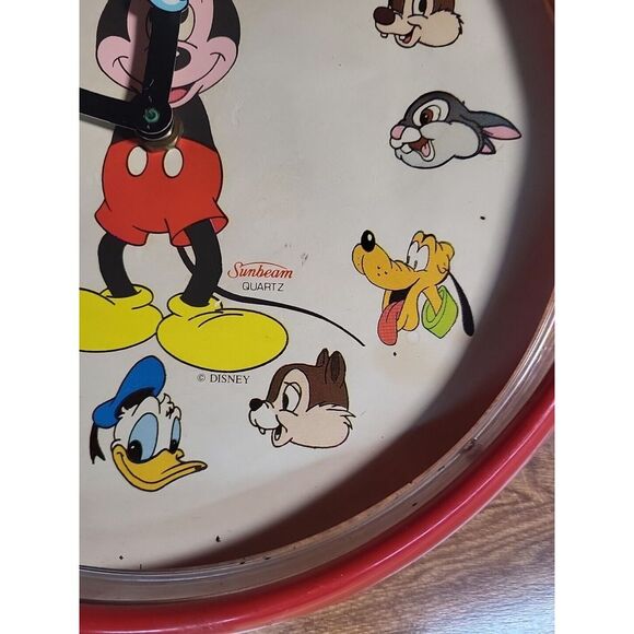 VTG Disney Clock Sunbeam Analog Wall Quartz Mickey Mouse Friends Untested 10 In - Picture 2 of 7